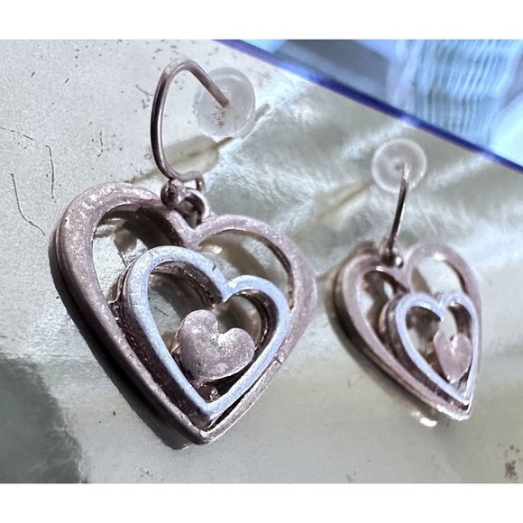 Handmade Heart Earrings  Valentine' s Open Cut Triple Designs Dangle Hoo… - Picture 6 of 12